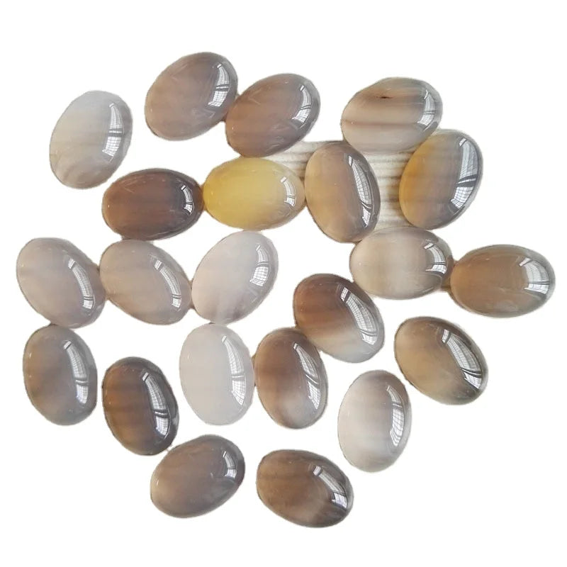 HZ 10*14mm Gemstone Grey Agate  Oval Shape Cabochons Crafts