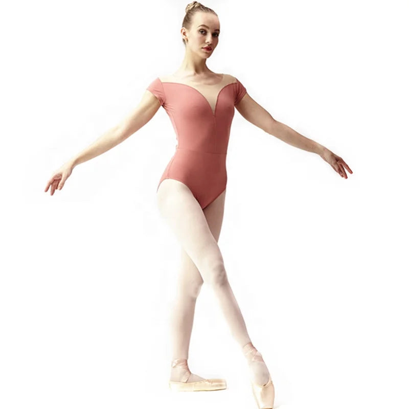 Women's Adult Training Ballet Leotards Nylon Spandex Cotton Blend Short Gymnastics Dancewear