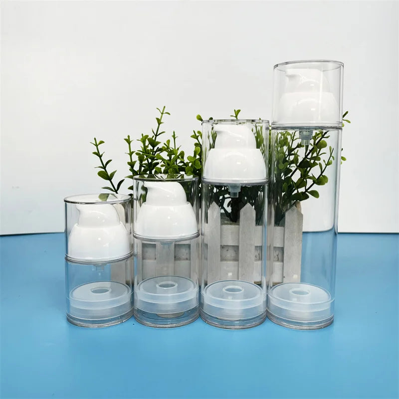30ml 50ml 80ml White Pump clear Cosmetic Facial Cleanser Bottle Use for Eye Serum Cream Plastic Pump Airless Lotion Bottle