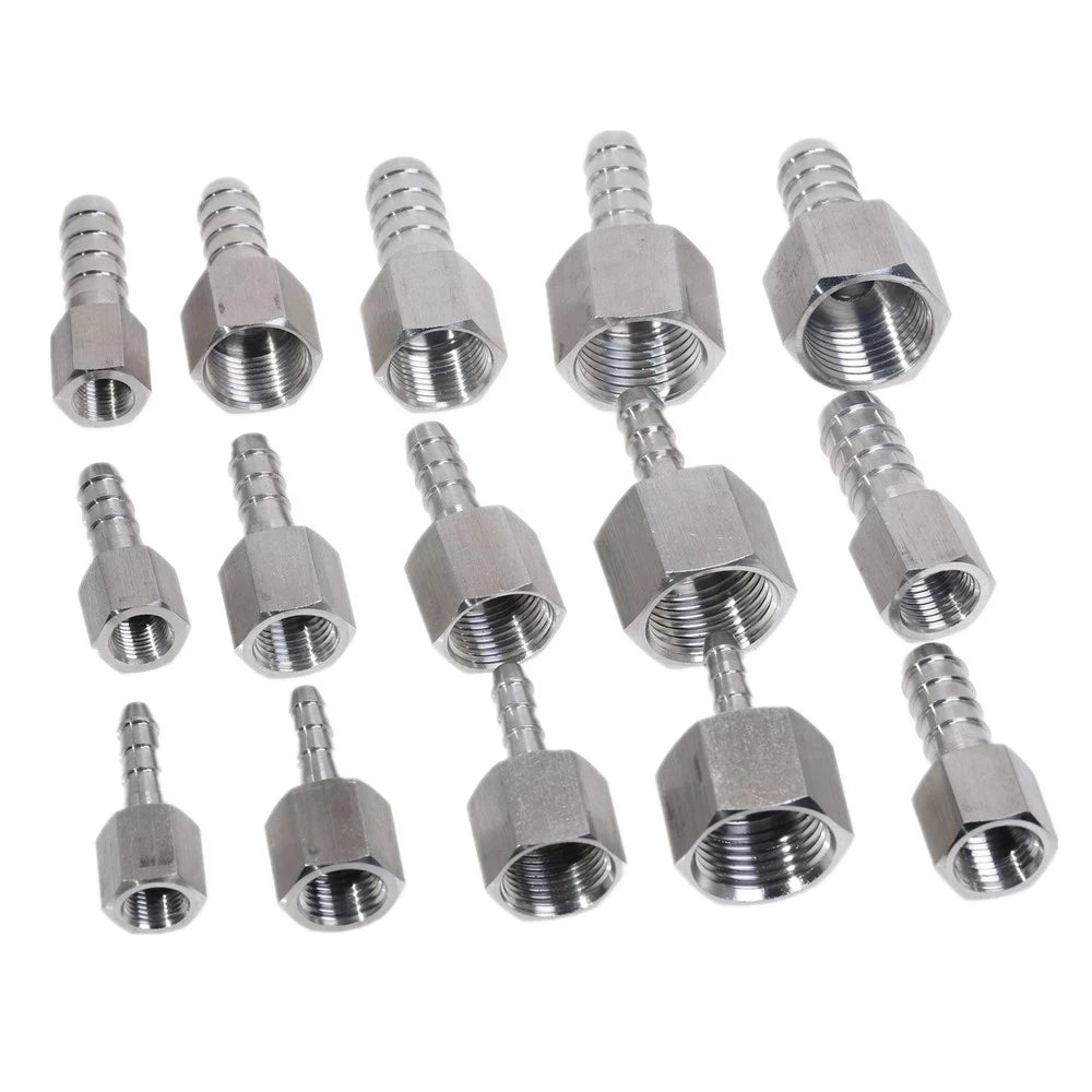 Stainless Steel Pipe Fittings 304 BSP Female Thread X Barb Hose Tail Reducer Barb Joint Coupling Connector