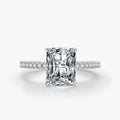 Ailmay 925 Sterling Silver Classic Luxury Rectangle Shiny 5A Clear Zircon Finger Ring for Women Wedding Engagement Jewelry Gift