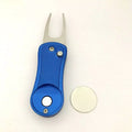 Hot Sale Lightweight Durable Blue Iron Pitch Forks Retractable Golf Divot Tool Custom Ball Marker