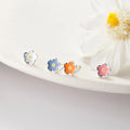 925 Sterling Silver Small Flower Shape Cute Stud Earrings Set Fashion Jewelry for Women Girls