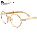 Borregls Buffalo Horn Glasses Men New Brand Designer Round Luxury 720pcs Diamonds Buffs Eyeglasses Frames for Women 17550179