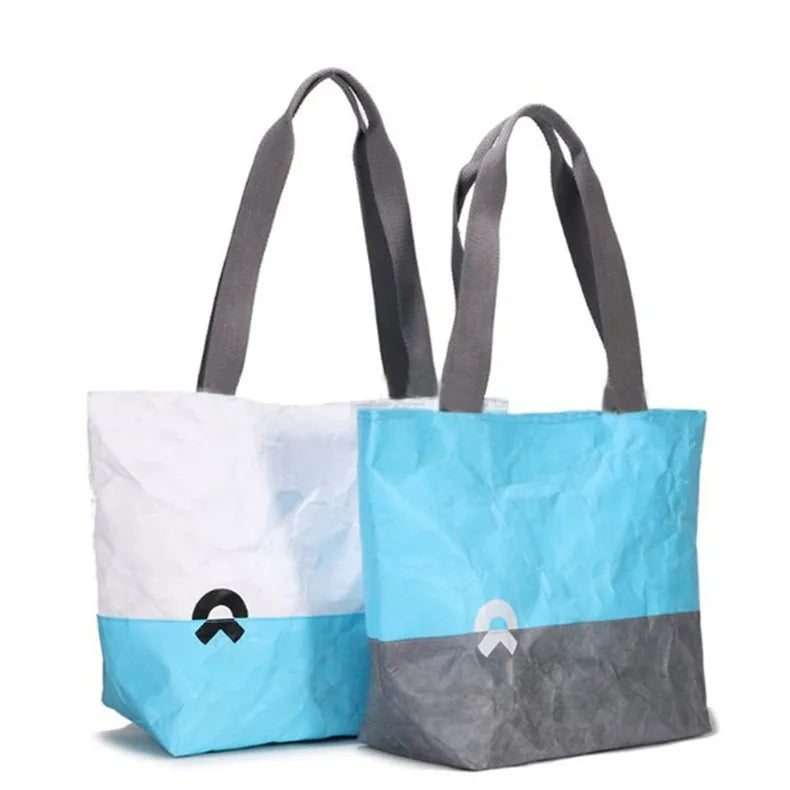Custom Print Logo Extra Large Shoulder Lunch Cooler Kraft Dupont Paper Shopping Tote Tyvek Bags with Zipper