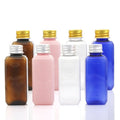 50ml Square Plastic Bottle Pink Brown Clear PET Empty Cosmetic Packaging Bottle with Aluminum Lid