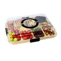 Portable Durable Bamboo Cheese Board Set with Round Charcuterie Board Compartments Clear Locking Lid 1CM Thickness