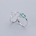 Classic Unique Design S925 Sterling Silver CZ Pave Leaf Finger Ring Silver Jewelry for Women J5614
