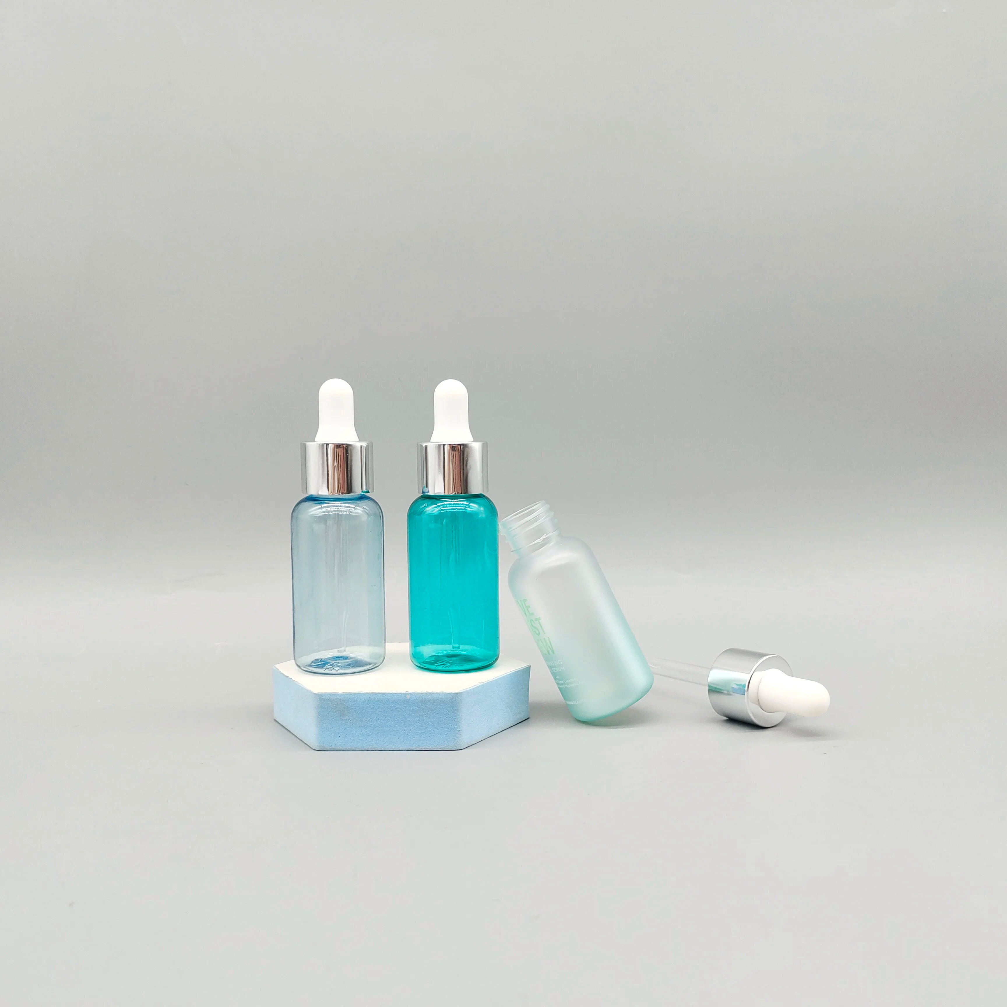 Cosmetics Frosted 40ml PET Plastic Bottle Glass Nozzle Dropper for Face Cream Lotion Essential Oil Hair Serum Oil Packaging