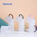BestSub Wholesale Custom Sublimation 12oz/360ml Frosted Glass Mug  Rainbow Color Handle Drinking Espresso Personalized Glass Mug