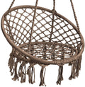 Woqi HOMFUL Outdoor Hammock Chair Swing  Round Hammock Chair With Hanging Hanging Knitted Mesh Cotton Rope Macrame Swing