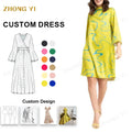 Satin Fabric Abstract Print Women Dresses Casual Summer Stand Collar Half Sleeves A-Line Casual Mini Women's Elegant Dress