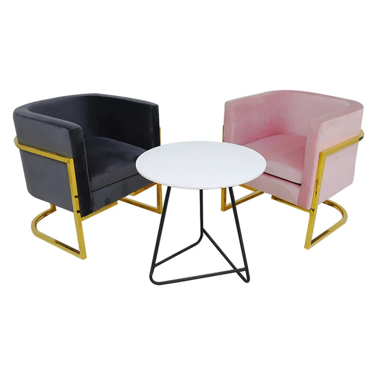Luxury Stainless Steel Base Arm Side Single Sofa Dining Chair MegaBDM