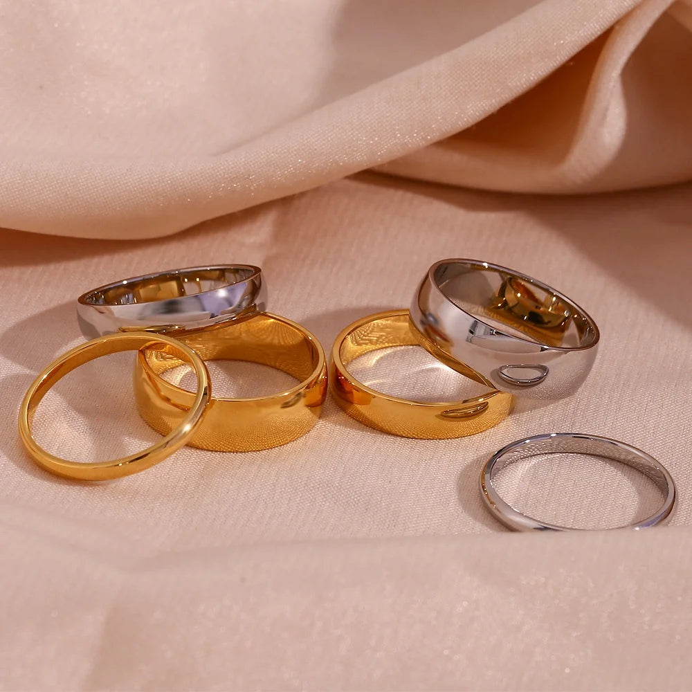 Dreamshow Minimalist 18k Gold Plated Jewelry Stainless Steel Rings Jewelry Women Basic Fashion Jewelry Rings
