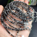 Natural Chakra Healing Crystal Jewelry Black Tourmalinated Rutilated Quartz Faceted 925 Sterling Silver Bracelets