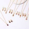 Luxury Fashion Jewelry Set Anniversary Gift Gold Plated Copper Colorful Zircon Charm Geometric Leaf Flower Jewelry Set