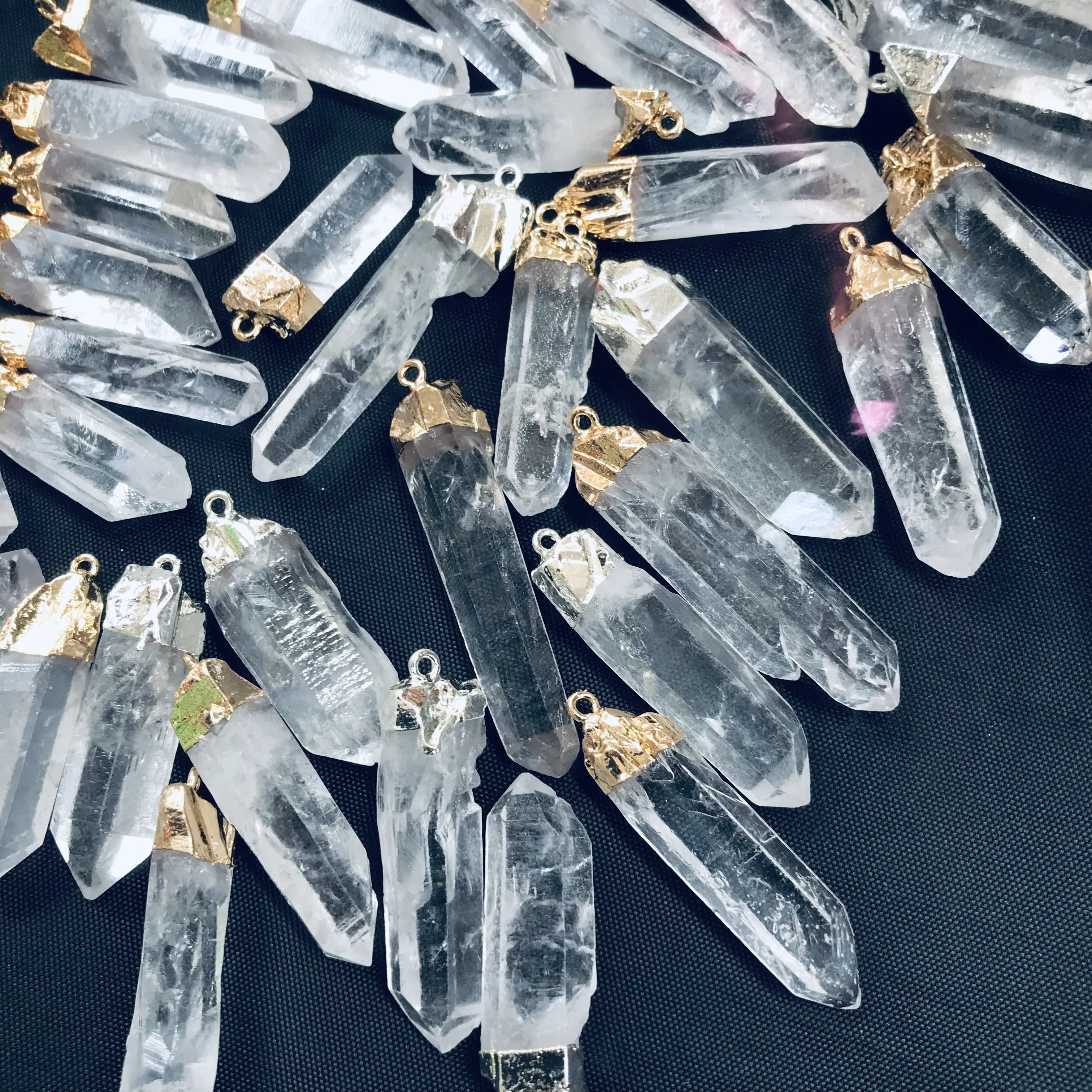 Wholesale Natural Clear Quartz Crystal Pendant DIY Rough clear Crystal Point Pendant for Gifts
