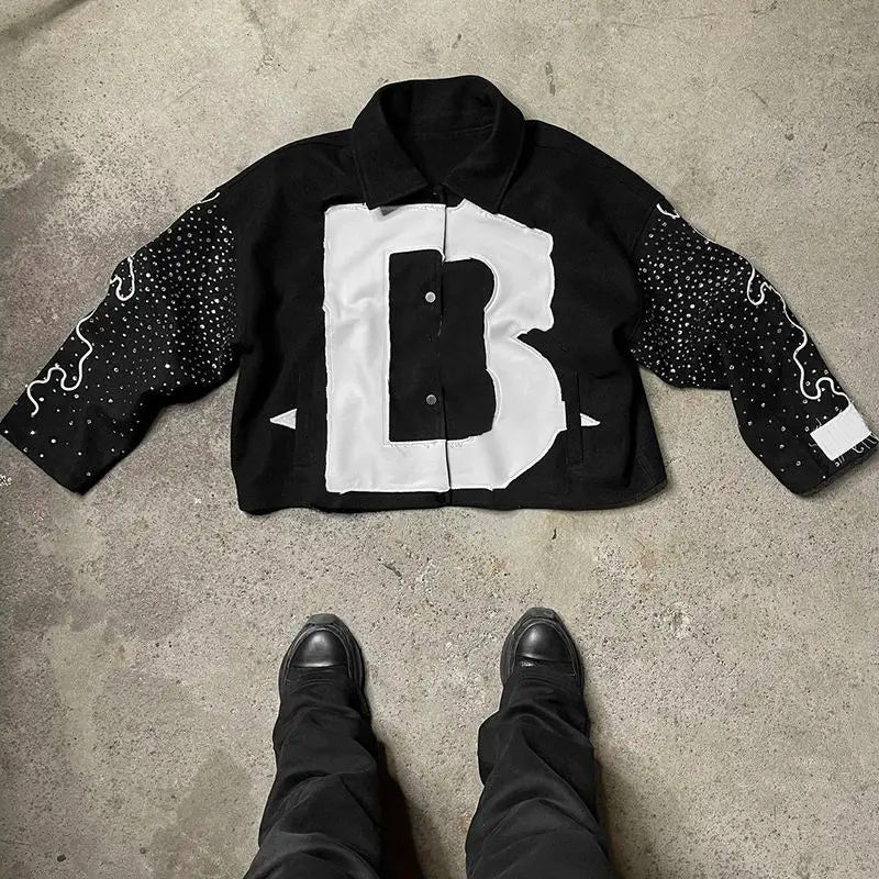 Custom Wholesale Custom Logo Rhinestones Embroidery Patches Baseball Bomber Letterman Varsities Jackets for Men