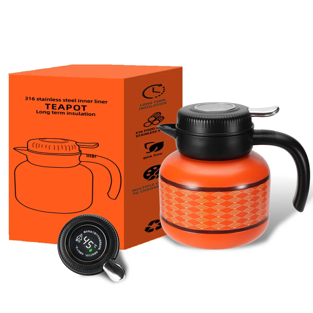 Hot Smart Tea Pot 316 Stainless Steel 1L Smart Thermos Flask with LED Temperature Display Lid