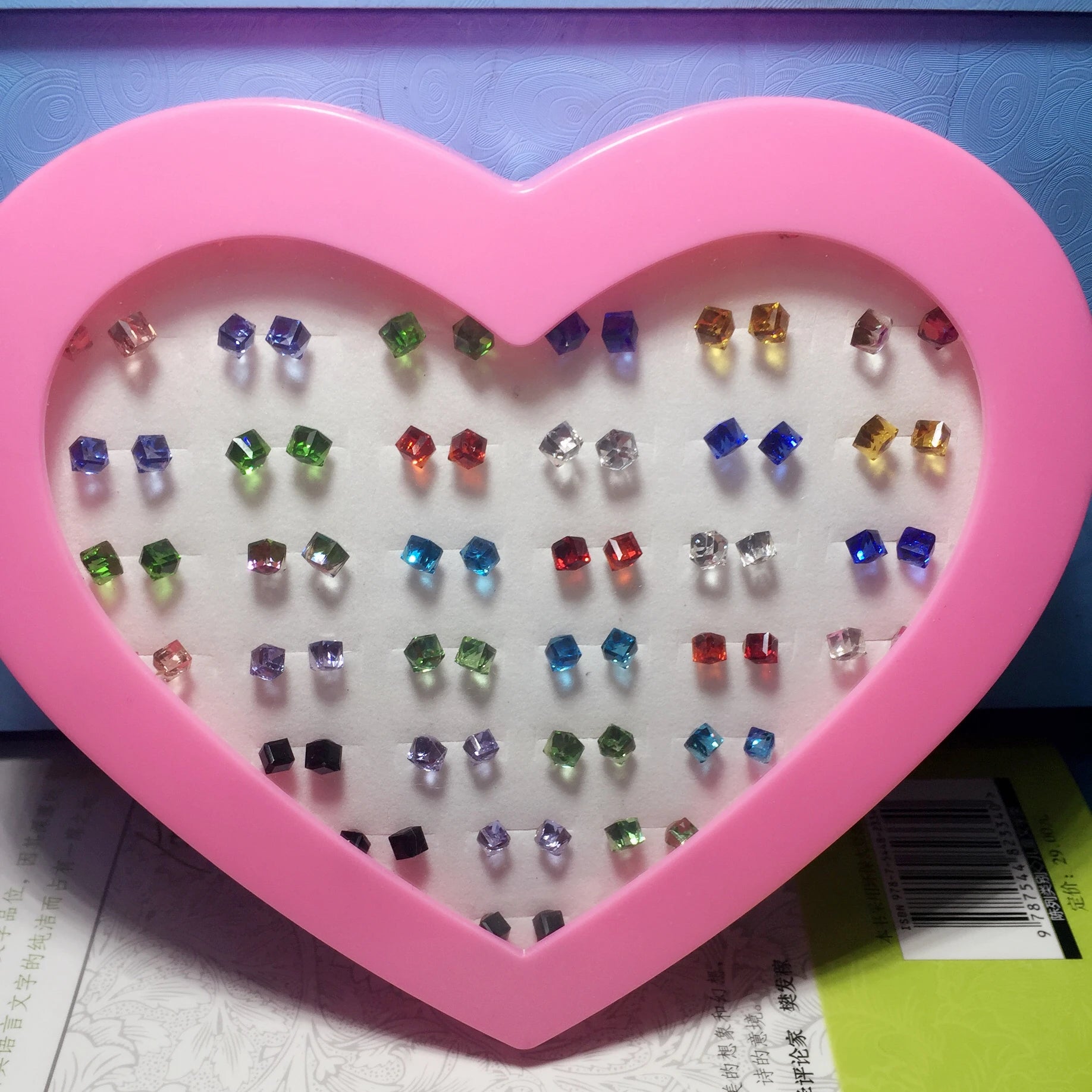 Colorful Cubic Zircon Earrings Stud Earrings Anti-allergic Plastic Crystal Stud Earrings for Women