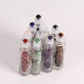 Gemstone 10ml Clear Roll on Glass Bottle with Crystal Chips Inside Bamboo Lid Essential Oil/perfume Bottle