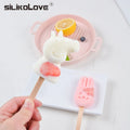 SILIKOLOVE Factory 4 Cavities With Snowman Bear Rabbit Pig-Carton Shape Popsicle Mold LFGB Silicone Ice Cream Molds With Lid