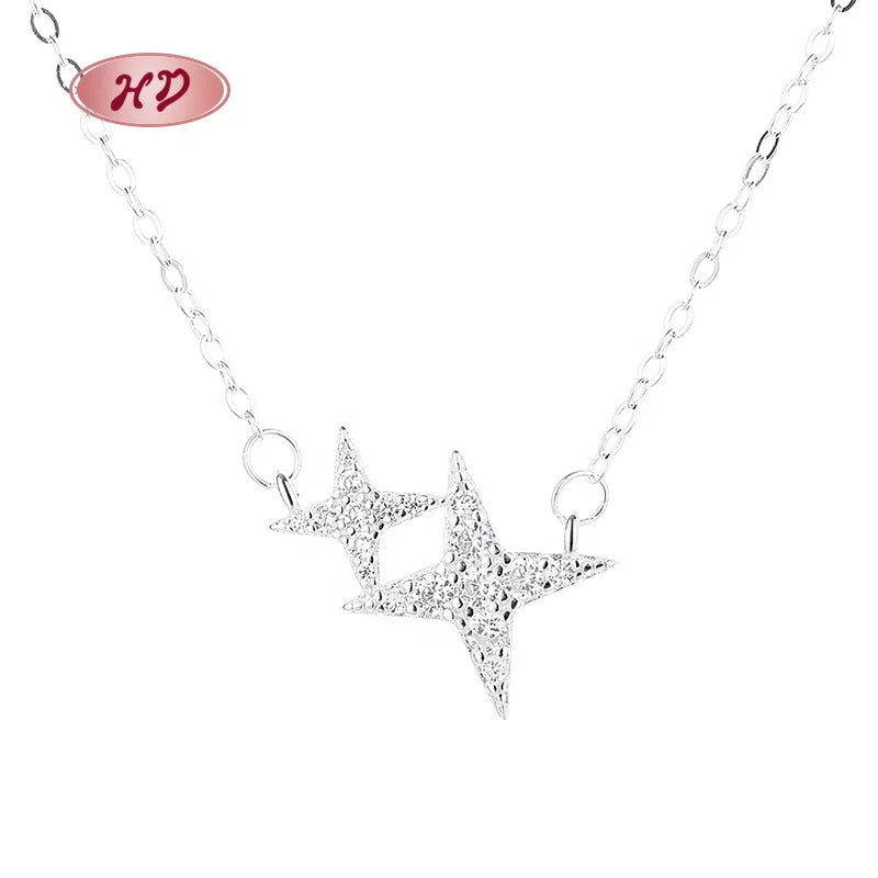 Hengdian Exquisite Cubic Zirconia Women'S 925 Silver Pendant Necklace 925 Sterling Silver Fine Jewelry Pendants Charms Star
