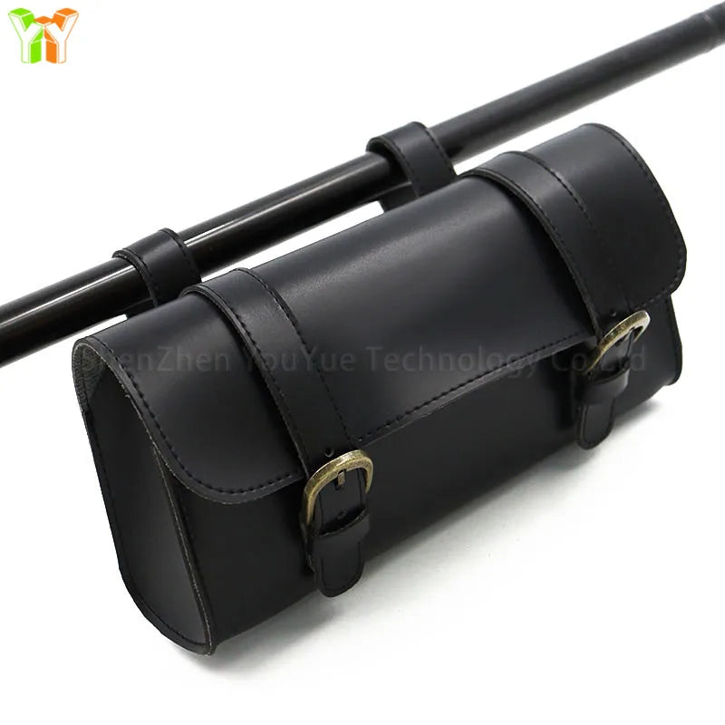 Leather Bike Side Waterproof Saddle Bag Motorbike Handlebar Bag Front Rear Storage Tool Pouch
