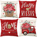 Valentine's Day Pillow Covers Polka Dot Stripes Love Hearts Throw Pillow Covers Love Be Mine Cushion Case Decor for Holiday