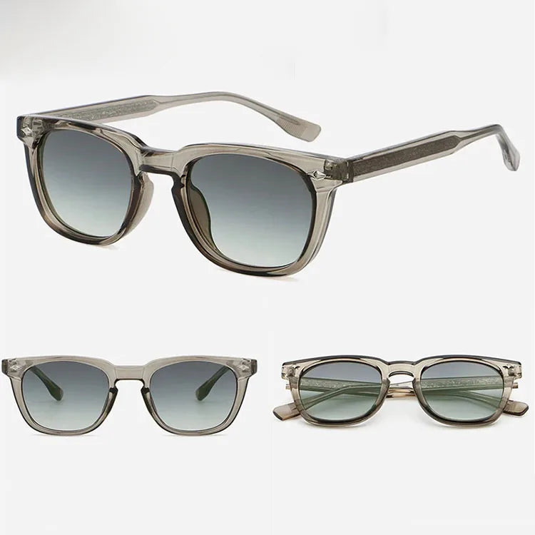 New Arrival Luxury Fashion Custom Logo Retro Round UV400 Sun Glasses Transparent Gray Shading Sunglasses