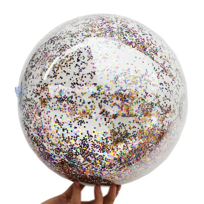Hot Sale Promotional Pvc Inflatable Glitters Beach Ball Water Ball with Sequins Inside
