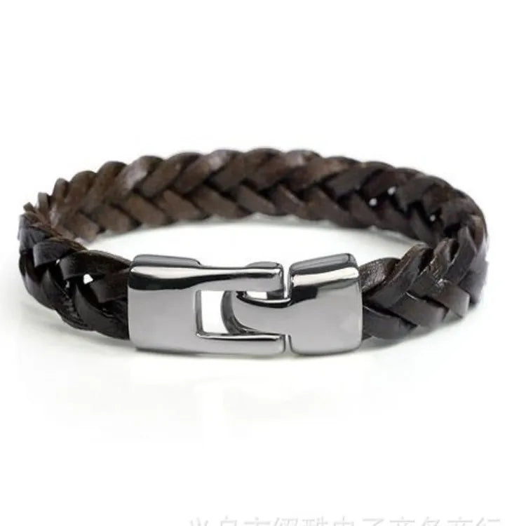 2023 New Personalized cowhide leather braided alloy accessories bracelet for men