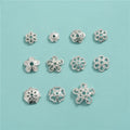 925 Sterling Silver Charms Hollow Open Filigree Flower End Beads Clap Jewelry Making for Diy Handicrafts Accessories