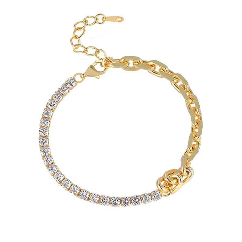 Trendy European Fashion CZ Luxury Fine Jewelry Cuban Link Chain Zircon Tennis Bracelet Women 925 Sterling Silver