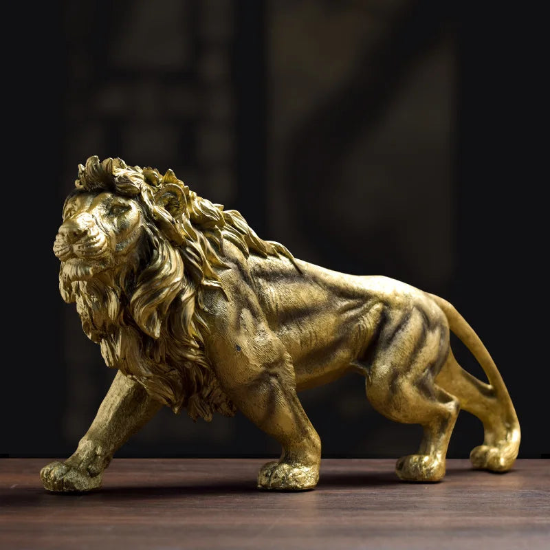 Handmade Eco-Friendly Lion Statue Resin Animal Figurine Home Decor Sculpture for Thanksgiving Decoration Items