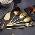 Gold Serving Spoon Set 6 Pieces Juego De Cubiertos Hotel Stainless Steel Serving Utensil Set