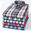 Spring and Summer Pure Cotton Plaid Shirt for Men Wholesale Cotton Large Men's Shirts Men's Carbon Brushed Plaid Shirt