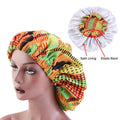 New Large Size Satin Lined Double Layer Ankara Bonnet African Pattern Long Hair Sleep Cap Print Fabric Satin Bonnets