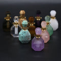 HZ Natural Quartz Crystal Perfume Aroma Bottles Essential Oil Bottle Pendant Necklace Jewelry Colorful