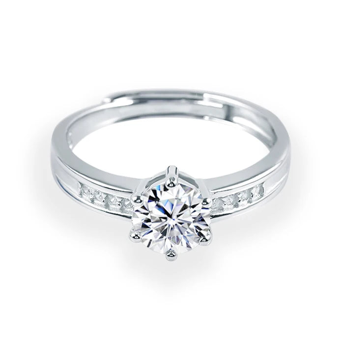 18k White Gold Plated 925Silver Rings 0.5/1/2/3ct Moissanite Ring for Woman
