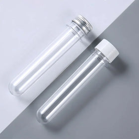 40ml Clear PET Plastic Test Tubes Candy Storage Containers with Aluminum/Plastic Lids Reusable Cosmetic & Snack Packaging