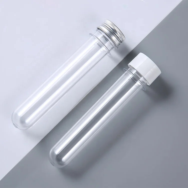 40ml Clear PET Plastic Test Tubes Candy Storage Containers with Aluminum/Plastic Lids Reusable Cosmetic & Snack Packaging