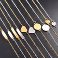Factory Customized Stainless Steel 18k Gold Plated Charm Chain Bracelet Personalized logo Date bar Round Disc Heart Bracelet