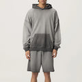 HEPL059  New Streetwear Style Vintage Acid Wash Distressed Heavy Weight 420gsm Oversize Hoodie Match the Short Tracksuit