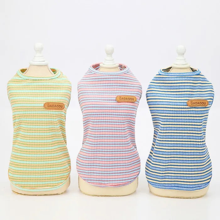 Wholesale Soft Cotton Stripe Dog Basic  Tshirts
