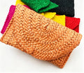 HHGH Designer Lightweight Eco-Friendly Straw Beach Bag Colorful Corn Husk Clutch Pouch Durable Cover Closure Soft Portable
