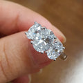 CAOSHI Simple Three Stone Wedding Rings New Design Imitate Rhodium Plated Oval Zirconia Bridal Engagement Rings for Women Girls