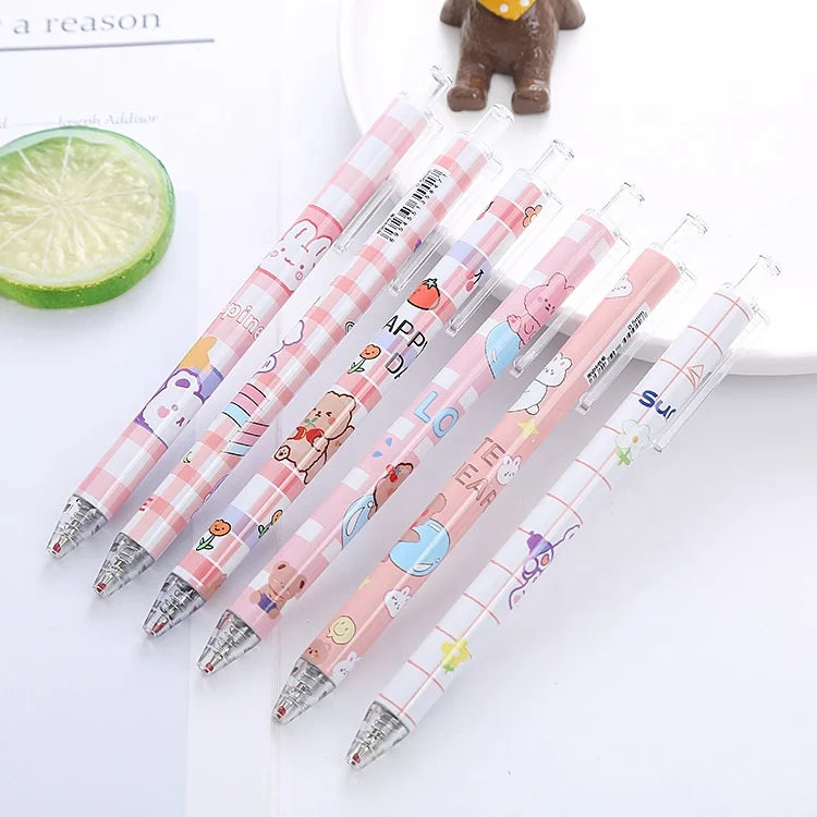 Wholesale School Students 6pcs Creative Cartoon Cute Bear Gel Pen Set for Girl