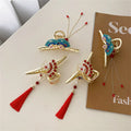 Hot Sale Chinese Style Alloy Pearl Tassel Beads Sector Shape Hair Claw Clips