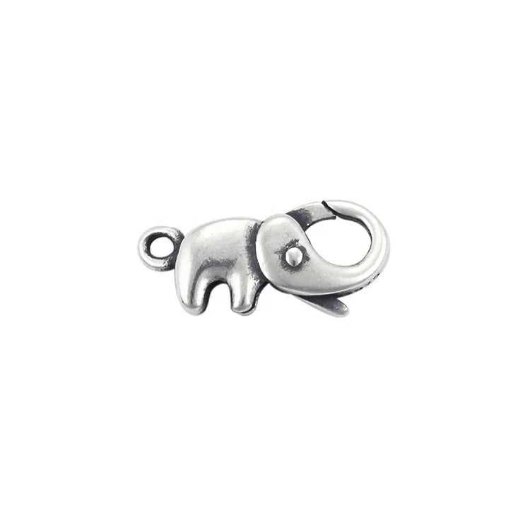 Charming Oxidized 14K 18K Gold Plated 925 Silver Elephant Pendant With Clasp Gold Lobster Claw Clasp for Necklace & Bracelet